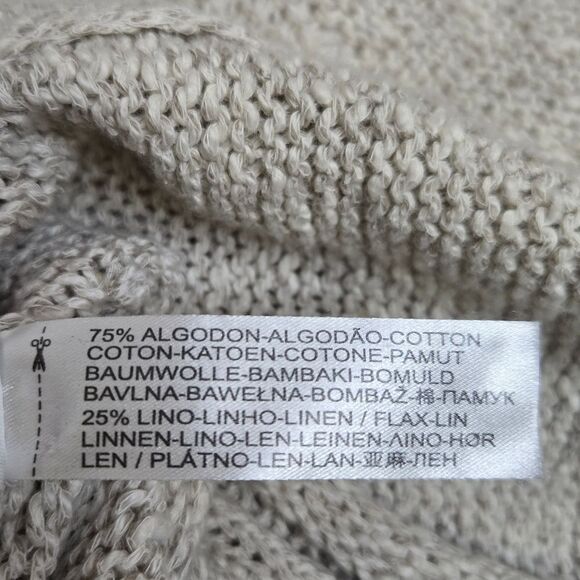 MASSIMO DUTTI neutral beige cotton linen longline short sleeve cardigan sweater - Picture 5 of 8